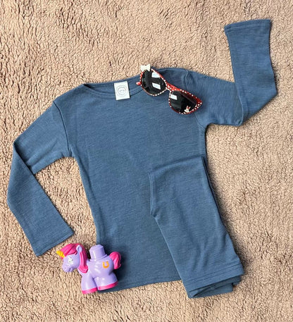 100% Merino Wool Basic Layer in Dusty Blue (Full Length Sleeve)