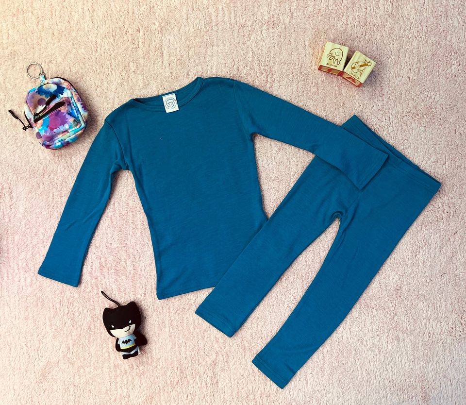 100% Merino Wool Base Layer in Battle Blue (Full Length Sleeve)